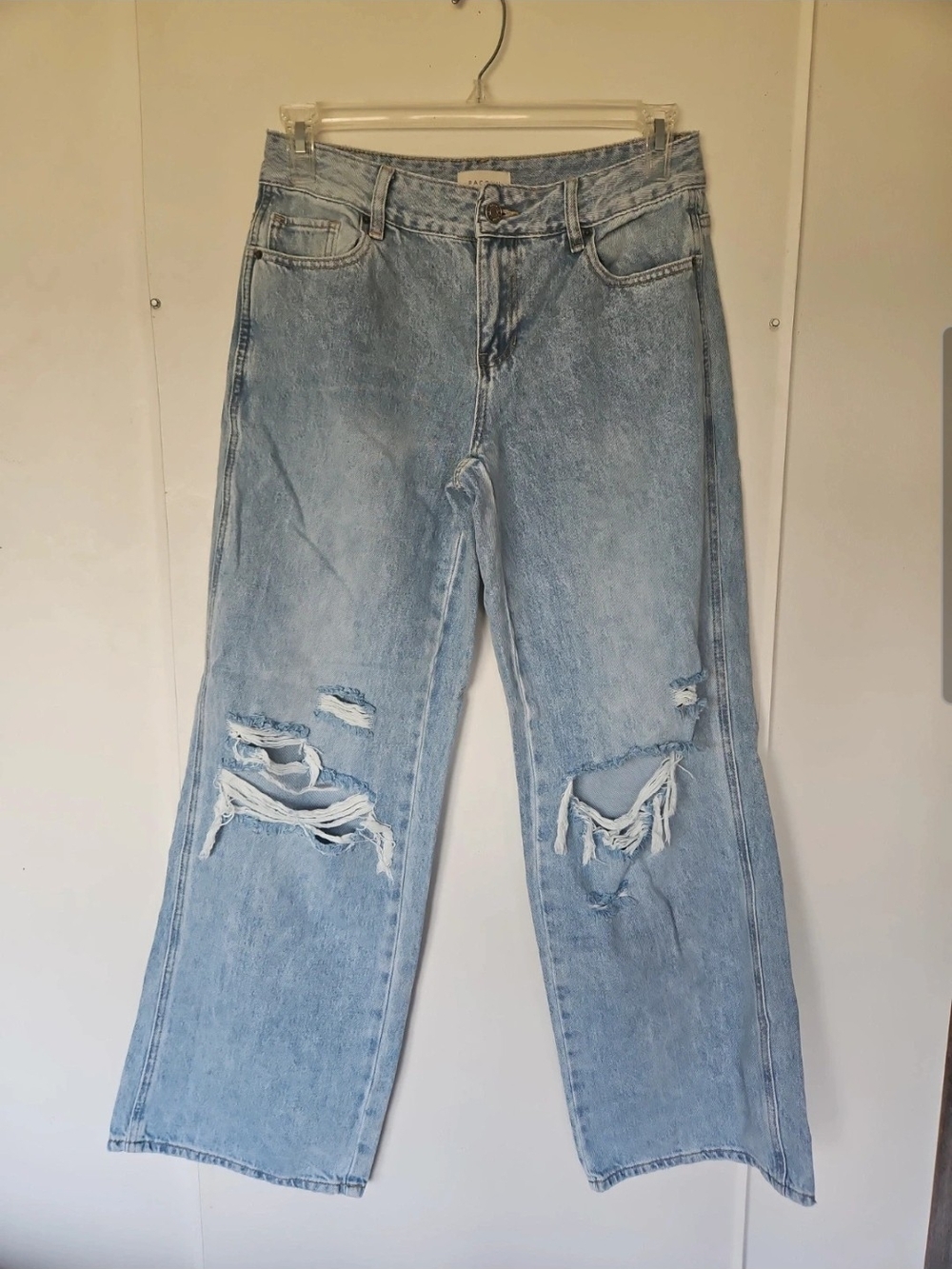PacSun Light Blue Distressed Wide-Leg Jeans Low Rise 28